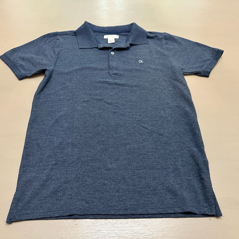 Calvin Klein Jeans Short Sleeve Blue Heather Polo Shirt Boys M 10/12